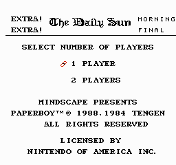 Paperboy Title Screen